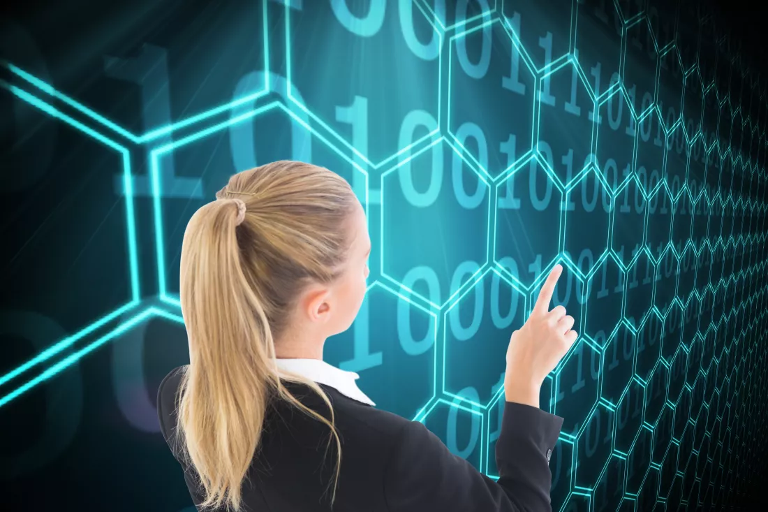 composite-image-blonde-businesswoman-pointing-somewhere